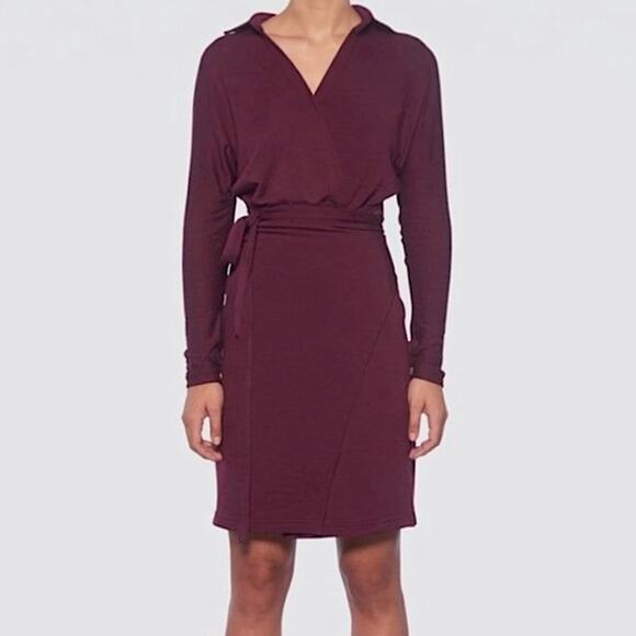 Bleusalt Long Sleeve Knee Length Casual Wrap Dress in Urchin Size 2 / M - Picture 1 of 8